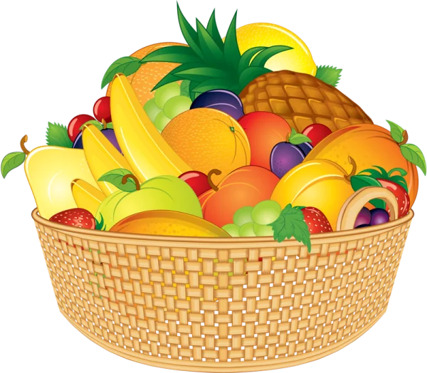 Colorful Fruit Basket PNG Transparent Background
