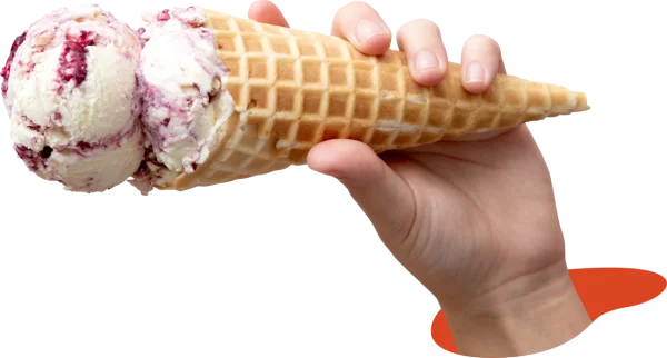 Hand Holding Berry Swirl Ice Cream Cone PNG