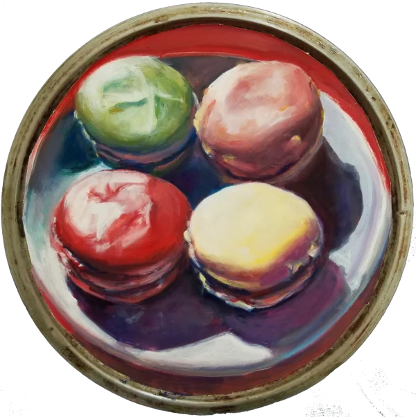Artistic Macarons Painting in Dish PNG