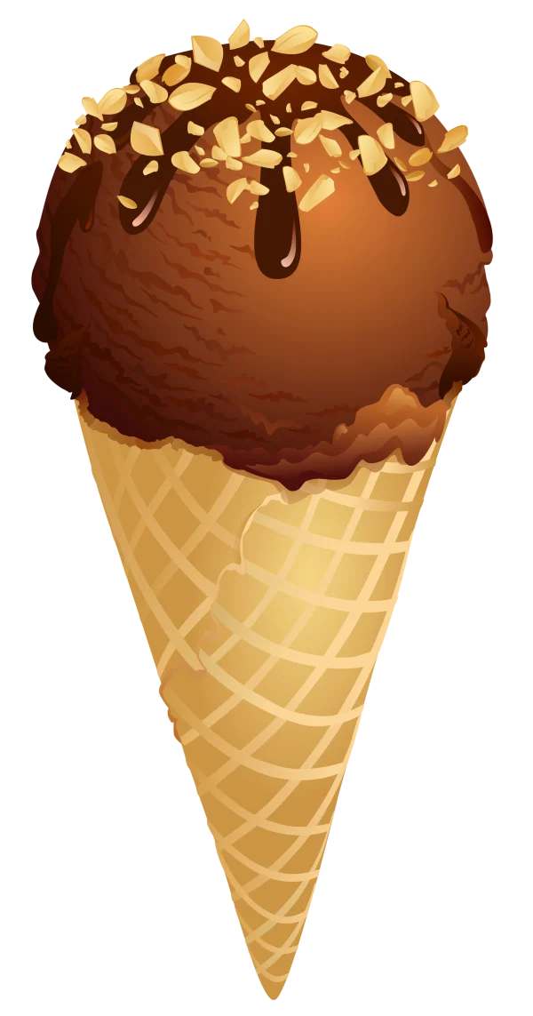 Chocolate Ice Cream Cone with Peanuts PNG
