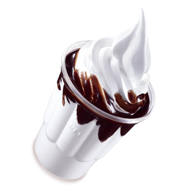 Soft Serve Ice Cream with Chocolate Sauce PNG Transparent