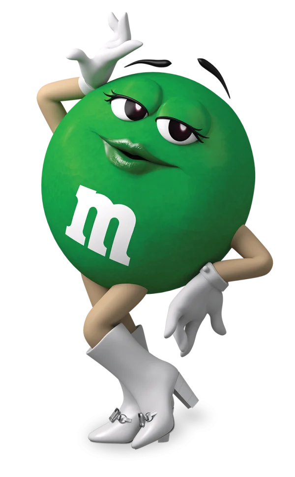 Green M&M Character PNG Transparent Background
