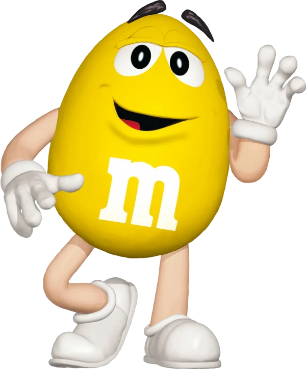 Yellow M&M Character Waving PNG Transparent Background