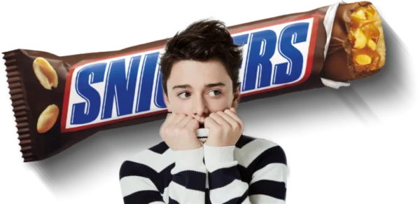 Noah Schnapp Holding Snickers Bar PNG