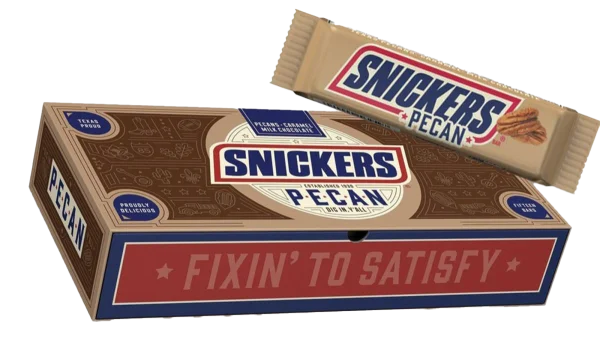 Snickers Pecan Candy Bar and Box PNG Transparent Background