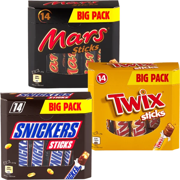 Mars Twix Snickers Sticks Big Pack PNG