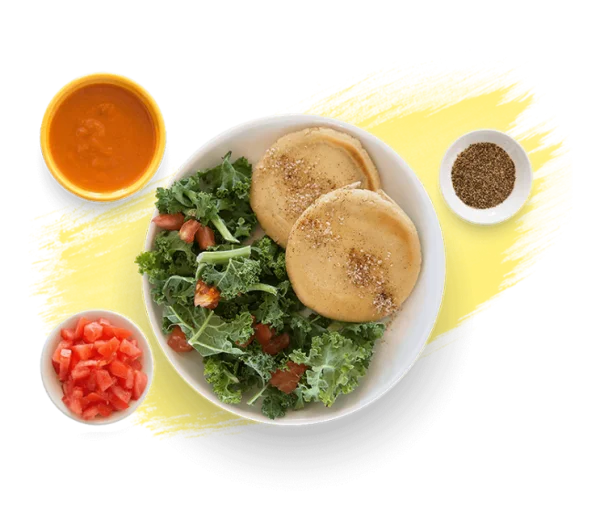Savory Pancakes and Salad Meal PNG Transparent Background