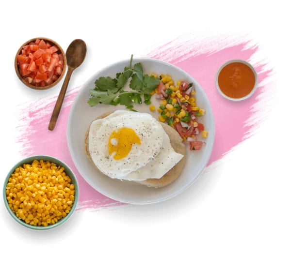 Fried Egg Breakfast Plate with Sides PNG