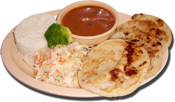 Pupusas with Rice and Slaw Meal PNG Transparent Background