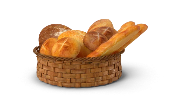Basket of Fresh Bread PNG Transparent Background