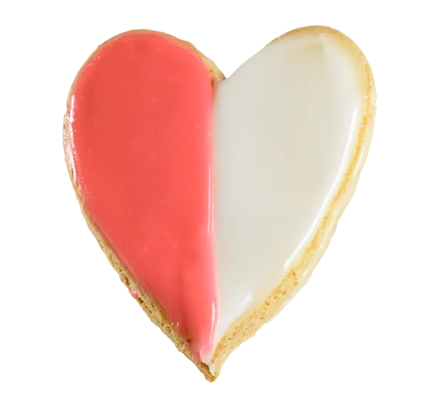 Heart Cookie Pink White Icing PNG Transparent