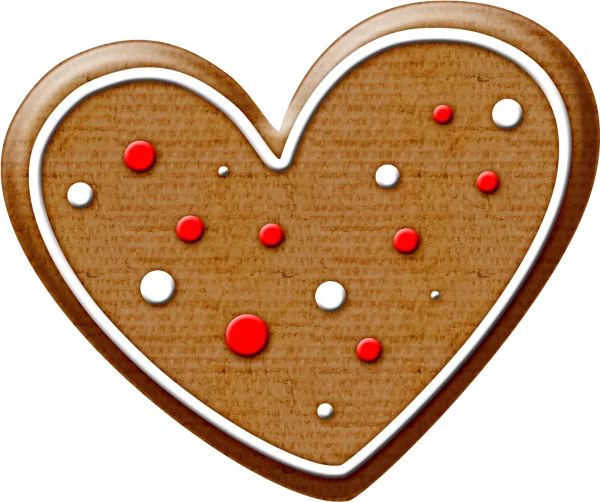 Heart Gingerbread Cookie PNG with Sprinkles