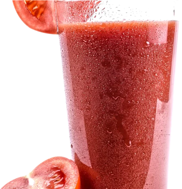 Fresh Tomato Juice Glass with Tomato Slice PNG
