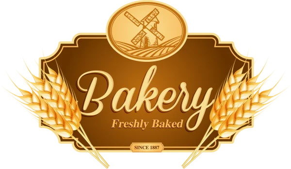 Bakery Freshly Baked Logo with Wheat and Windmill