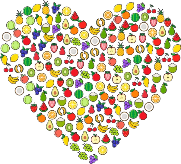 Colorful Fruit Heart PNG Transparent Background