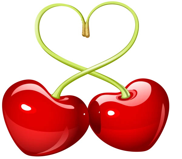 Two Cherries Forming a Heart PNG Transparent Background