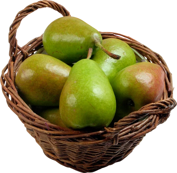 Basket of Green Pears PNG Transparent Background