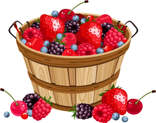 Basket of Fresh Berries PNG