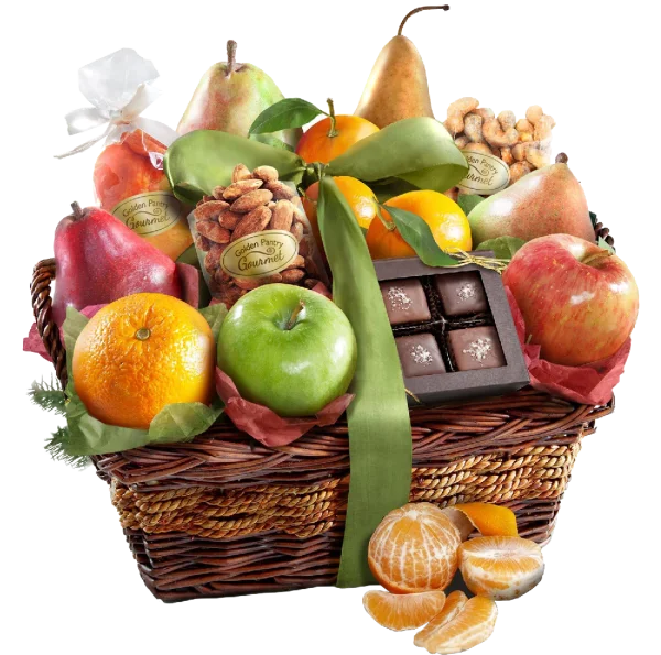 Gourmet Fruit Gift Basket PNG Transparent Background