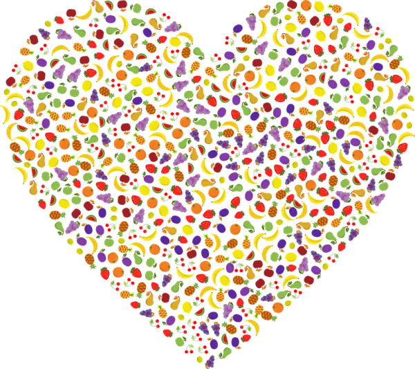 Heart Shape Filled with Fruits PNG Transparent