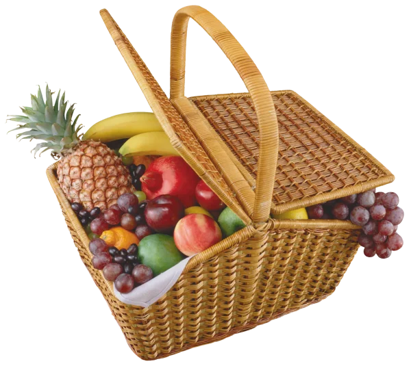 Picnic Basket Full of Fruit PNG Transparent Background