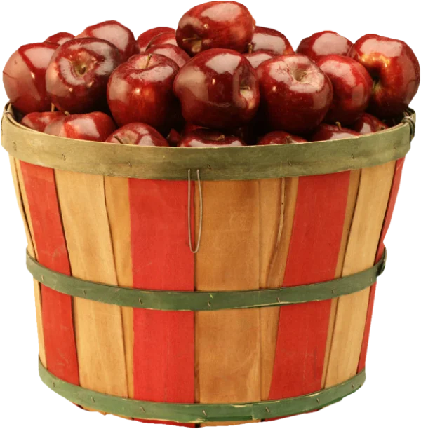 Red Apples in Bushel Basket PNG Transparent Background