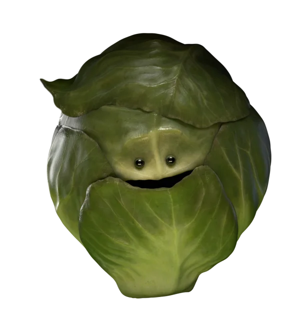 Smiling Brussels Sprout Character PNG Transparent Background