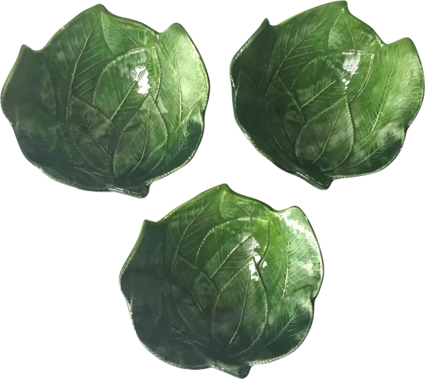 Green Ceramic Leaf Dishes PNG Transparent Background