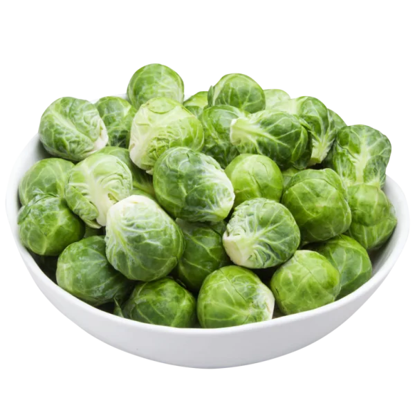 Brussels Sprouts in White Bowl PNG Transparent Background