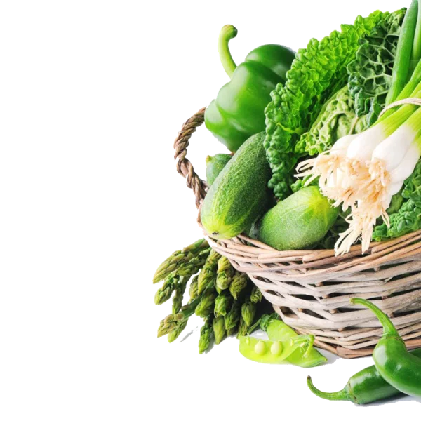 Fresh Green Vegetables Basket PNG Transparent Background