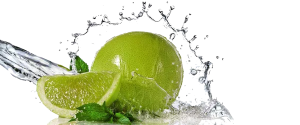 Fresh Lime with Water Splash PNG Transparent