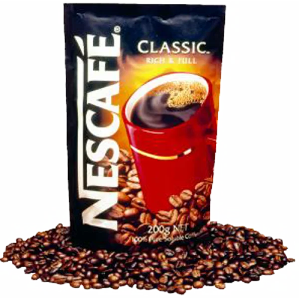 Nescafe Classic Coffee Pouch with Beans and Mug PNG