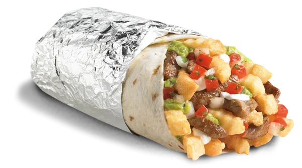 Burrito with French Fries PNG Transparent Background