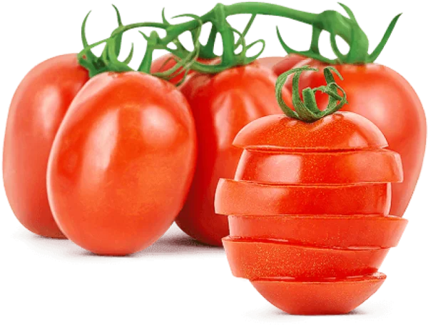 Fresh Plum Tomatoes with Slices PNG Transparent