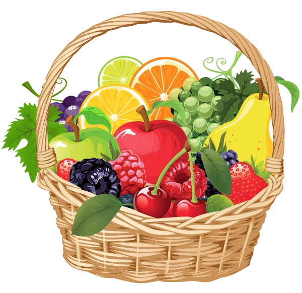 Assorted Fruit Basket PNG Transparent Background
