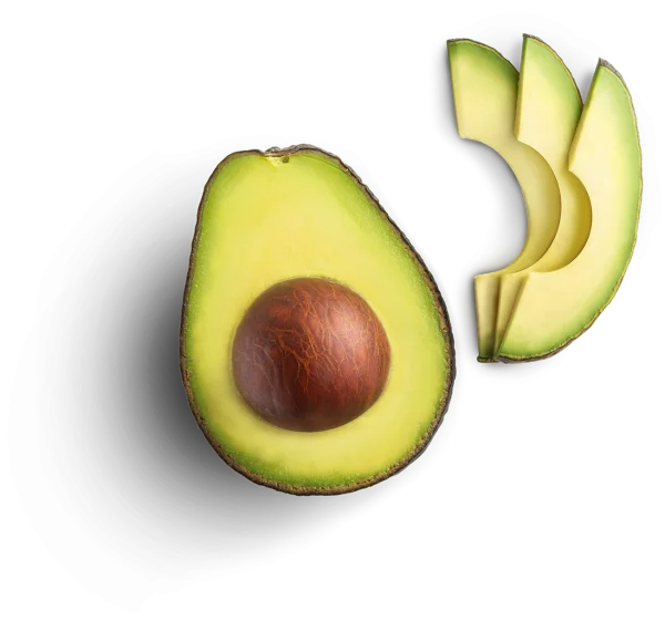 Fresh Avocado Half and Slices Transparent PNG