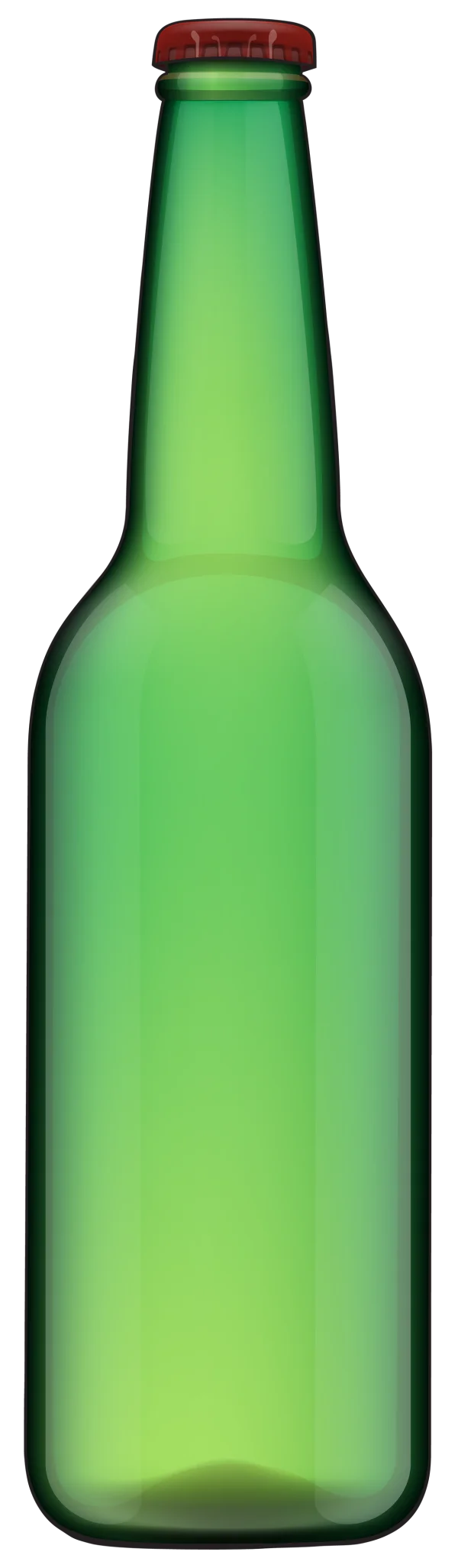 Green Beer Bottle with Red Cap PNG Transparent