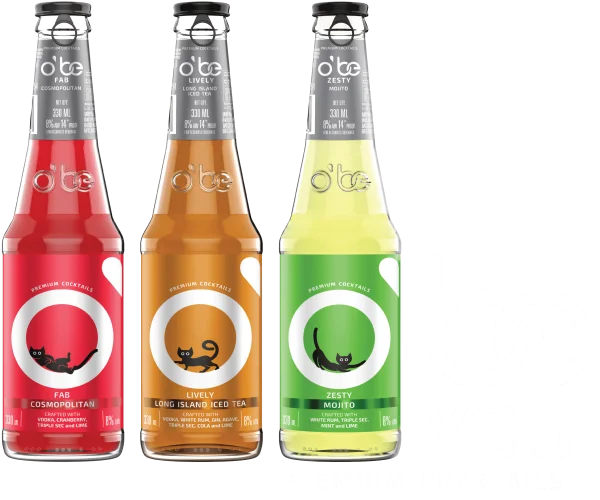 O'be Premium Cocktails Bottles Collection with Logo