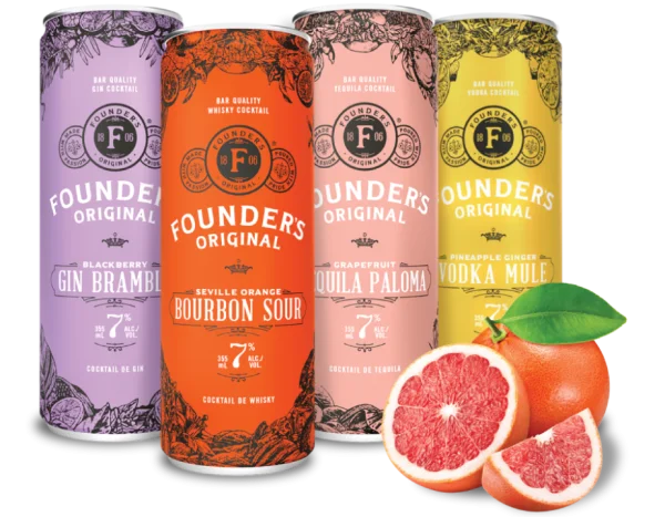 Founders Original Canned Cocktails Assortment with Grapefruit PNG