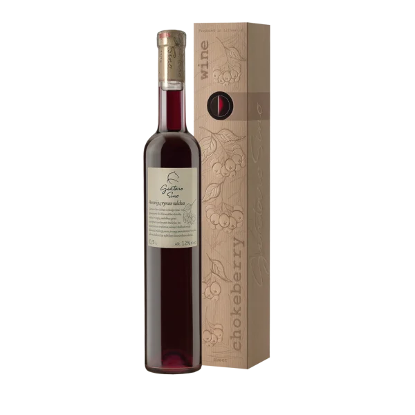 Gintaro Sino Chokeberry Wine Bottle and Box PNG