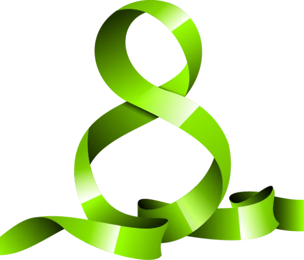 Green Ribbon Number 8 PNG Transparent Background