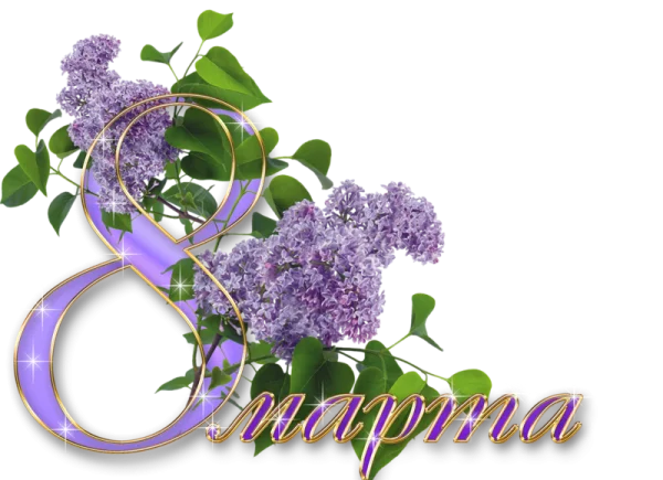 March 8th Lilac Bouquet and Number 8 PNG Transparent
