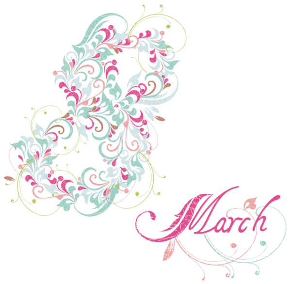 International Women's Day March 8th Floral Design PNG