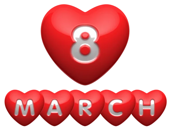 Glossy Red March 8th Hearts PNG