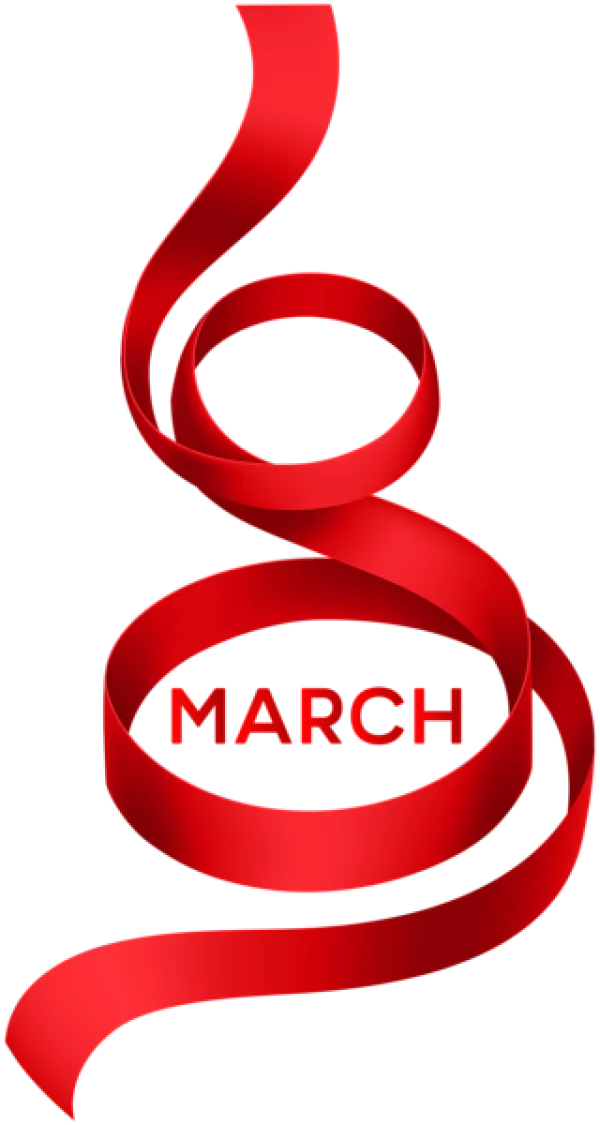 8 March Red Ribbon Women's Day PNG Transparent