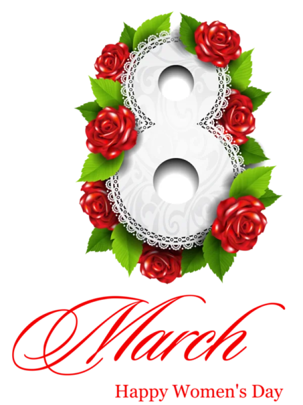 March 8th Women's Day with Roses PNG