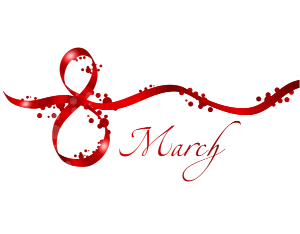 International Women's Day March 8 Red Ribbon PNG