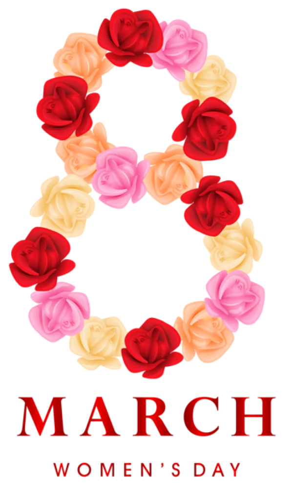International Women's Day March 8 Roses PNG