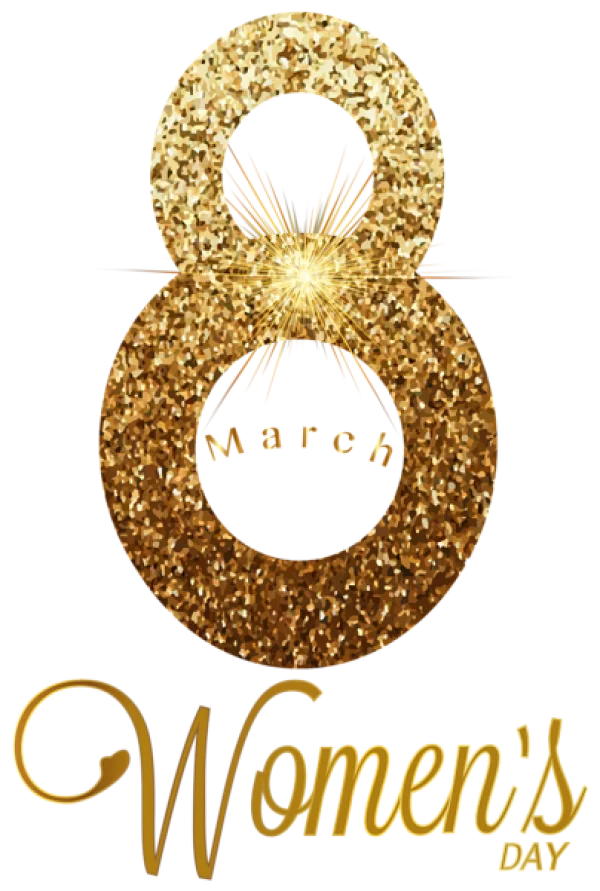 Gold Glitter International Women's Day March 8 PNG
