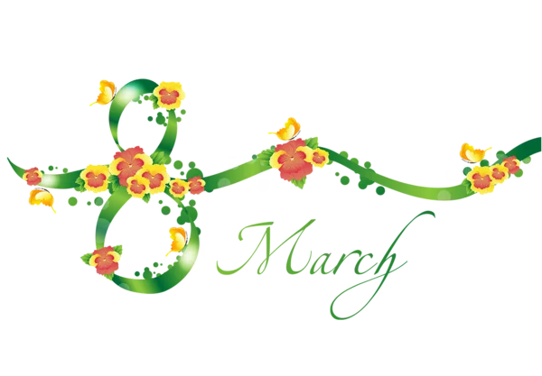 International Women's Day 8 March Floral Design PNG